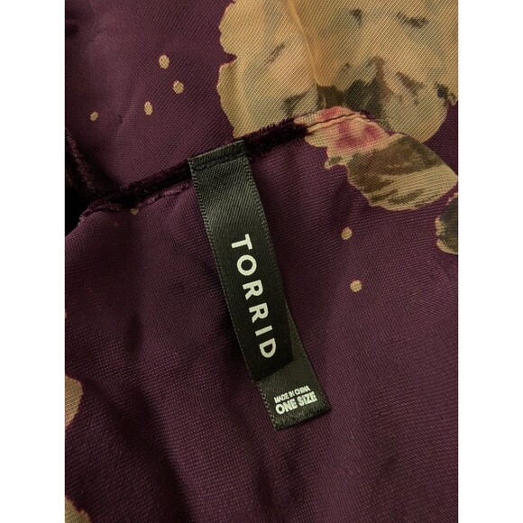 Torrid Kimono Womens One Size Burgundy Velvet Burnout Rose Floral Whimsy Goth - Picture 8 of 8